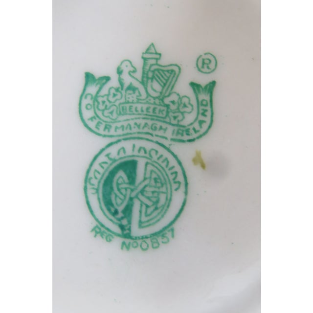 Cream Belleek Ireland Porcelain Shamrock Pattern Cream Yellow Luster Sugar Bowl 4685b For Sale - Image 8 of 14