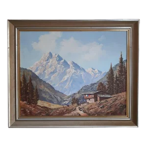 Austrian Artist Signed Haller Mountain Alps Painting