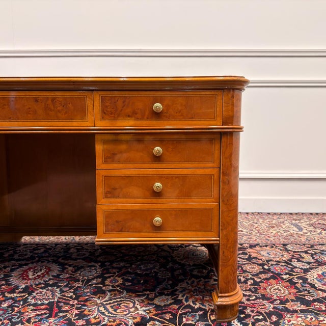 Wood Antique Italian ClassicDesk with Back Panel Burlwood For Sale - Image 7 of 18