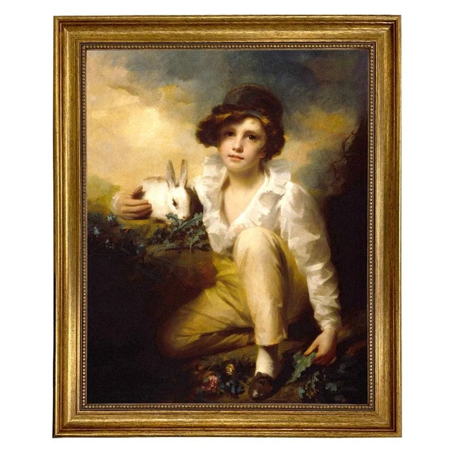 Not Yet Made - Made To Order Boy and Rabbit by Raeburn Print on Canvas in Antiqued Gold Frame- 19-1/2" X 23-1/2" For Sale - Image 5 of 5