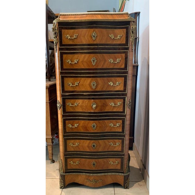 Napoleon III Lady's Secretary in Rosewood and Palisander with Marble Top For Sale - Image 10 of 12