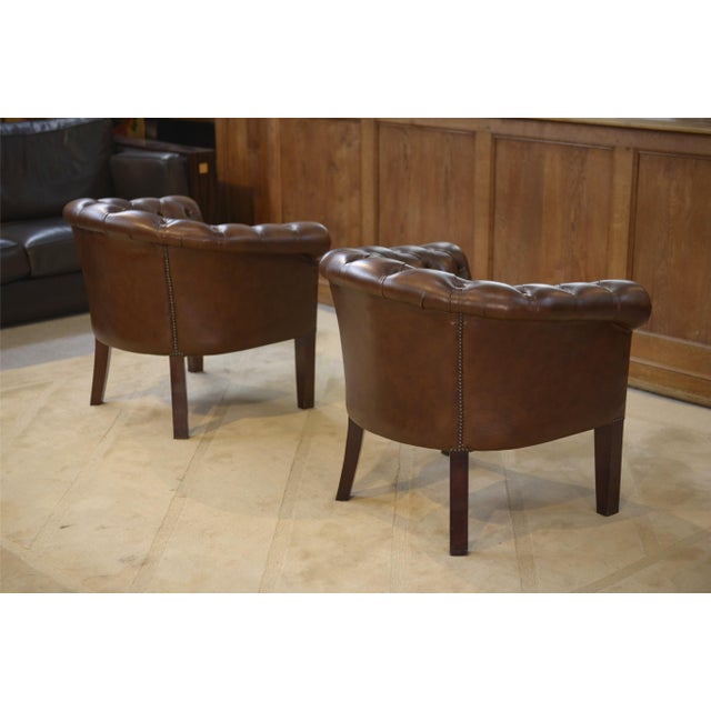 Vintage Leather Club Chairs, 1990s, Set of 2 For Sale - Image 11 of 14