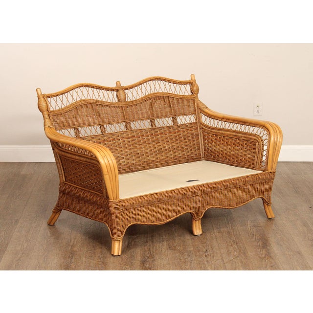 Braxton Culler Rattan and Wicker Loveseat For Sale - Image 4 of 12