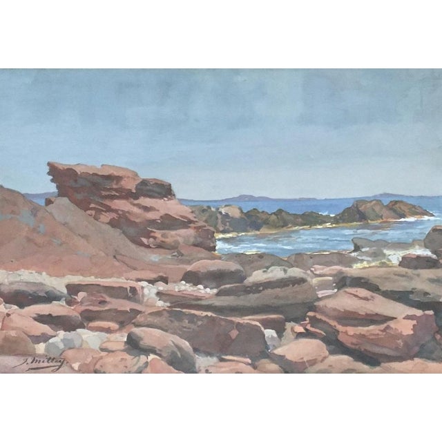 Joseph Mittey, Au bord de l'eau, Gouache on Paper, Framed For Sale - Image 9 of 9