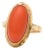 18KY Coral Bezel Ring, size 6 For Sale