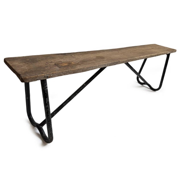Vintage Wood & Iron School Bench For Sale - Image 4 of 7