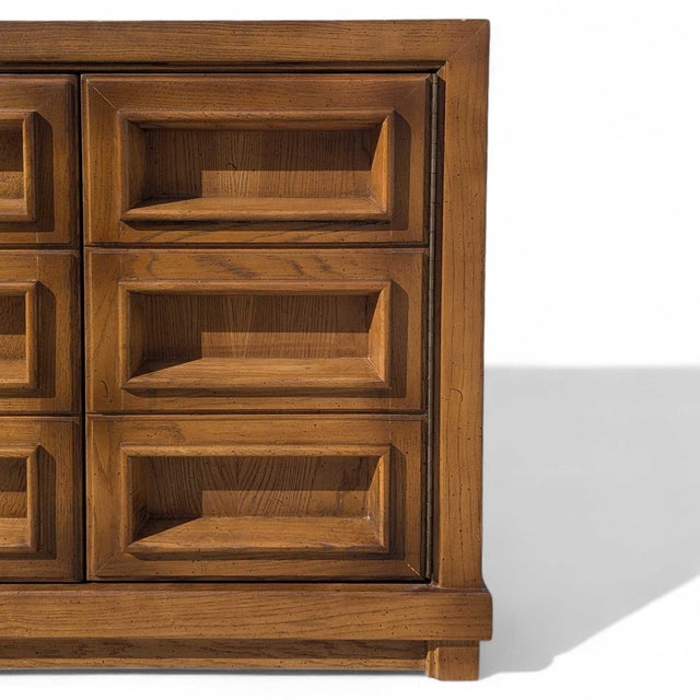 Pair of Mid-Century Modern Oak Nightstands With Paneled Drawer Fronts For Sale - Image 12 of 18