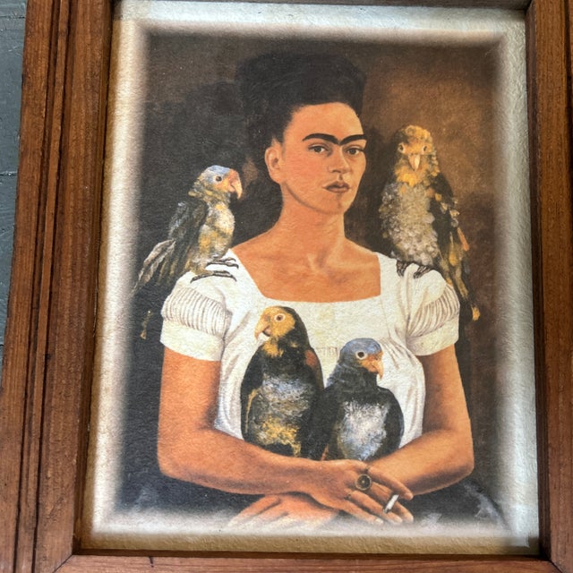 1970’s original print of Frida kahlo self portrait with parrots on pressed paper. Measures 8x10 or 10x12 framed. Check out...