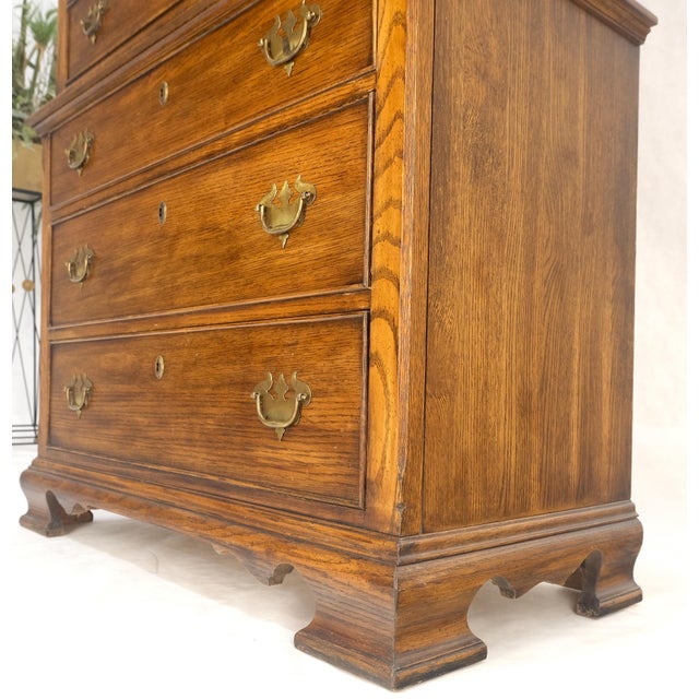 Henredon Bracket Feet Chippendale Style Solid Chestnut Brass Pulls Chest on Chest Dresser For Sale - Image 4 of 10
