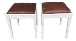 Pair of Art Deco Leather Stools