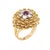 Mid-Century Modern 60s Vintage Diamond Ruby Ring Sz 5.25 18k Yellow Gold Flower Cocktail Jewelry For Sale - Image 3 of 7