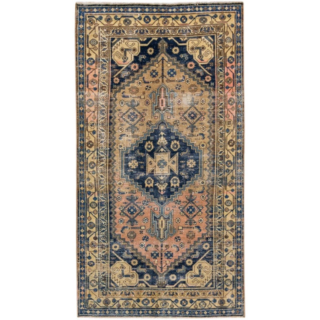 Textile 1960s Vintage Persian Distressed Handmade Medallion Pink Wool Rug For Sale - Image 7 of 7