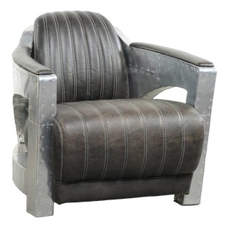 Club Chair in Cowhide Leather with Aluminium For Sale
