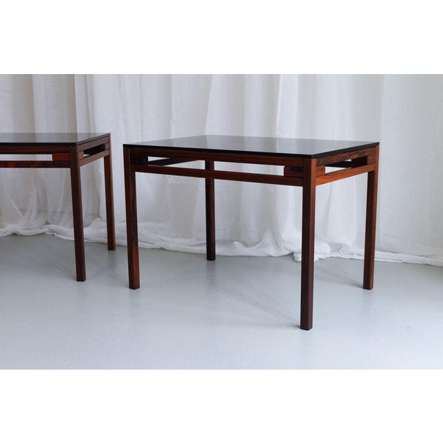 Danish Modern Side Tables in Rosewood and Glass, 1960s, Set of 2 For Sale - Image 4 of 18