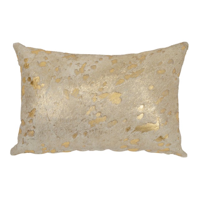 White & Gold Small Kidney Pillow For Sale