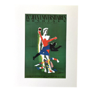 Vintage Paul Colin Print of "Jeux Universitaires" Poster in 14x18 Mat