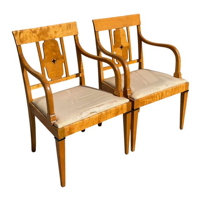Pair of Antique Austrian Biedermeier Style Arm Chairs For Sale - Image 4 of 5