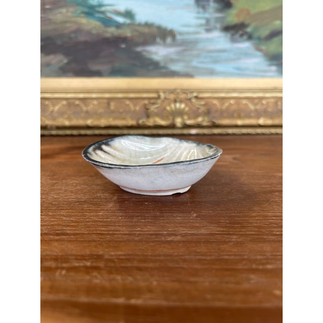 Japanese Vintage Japanese Shell-Form Celadon Glazed Pottery Dish With Crackle Finish For Sale - Image 3 of 10