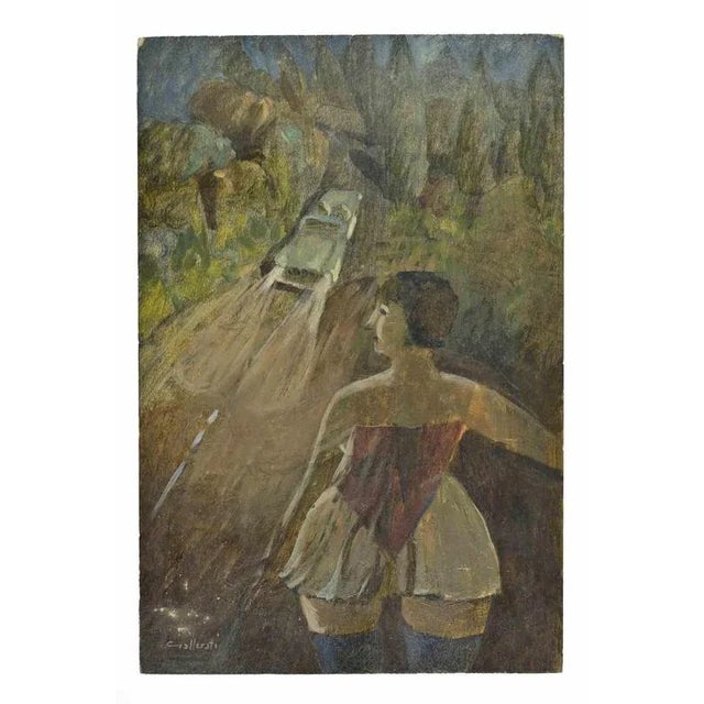 Oil on plywood realized by Alberto Gallerati in 1970s. Hand signed. Titled on rear. Very goo condition. This piece is...