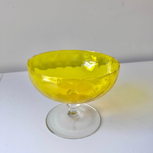 Mid-Century Modern 1970s Italian Optic Glass Footed Bowl For Sale - Image 3 of 5