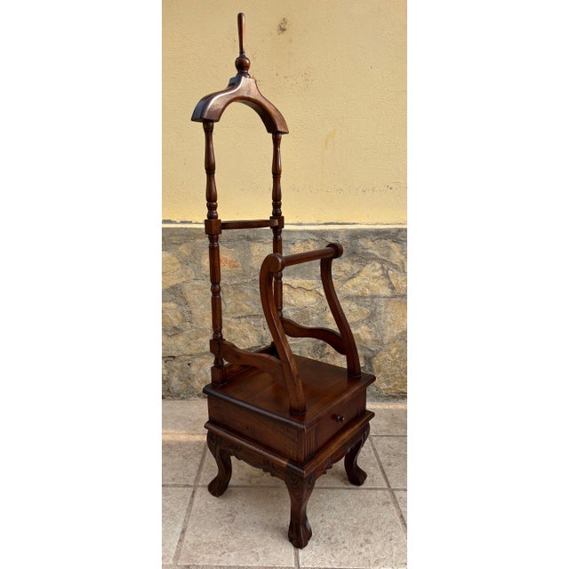 Antique English Chippendale Hardwood Valet Stand With One Drawer For Sale - Image 16 of 17