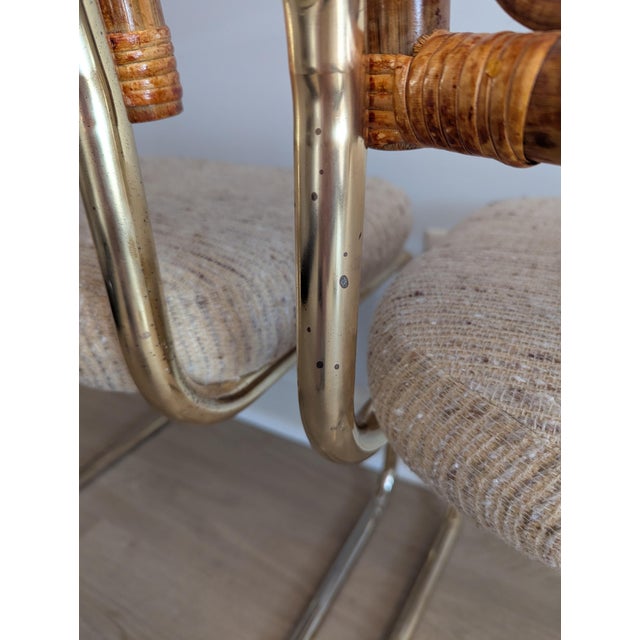 1980s Rattan and Brass Cantilever Chairs - A Pair by Cramco For Sale - Image 16 of 17