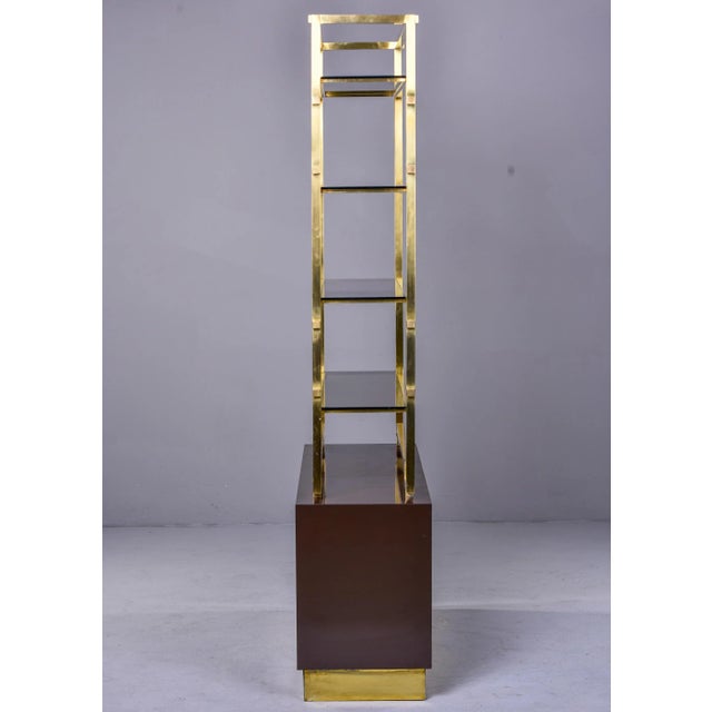 Mid-Century Modern Romeo Rega Brass & Espresso Color Enamel Shelf Cabinet For Sale - Image 3 of 13