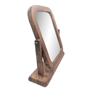 1970s Oak Wood Shaving / Cheval / Vanity Mirror For Sale