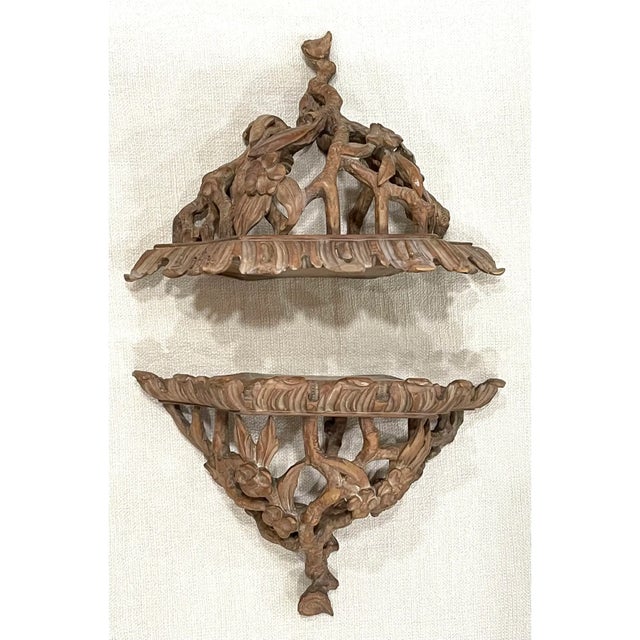 Vintage Carved Faux Bois Floral Wall Shelves For Sale In Miami - Image 6 of 10