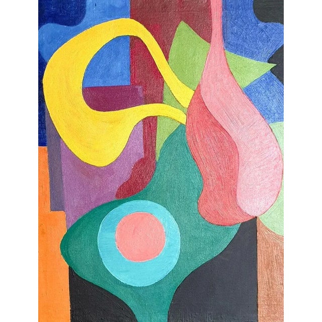 Late 20th Century Abstract Oil Painting on Canvas "Flowers", by Yuri Vassilievich Titov, Framed For Sale - Image 4 of 12