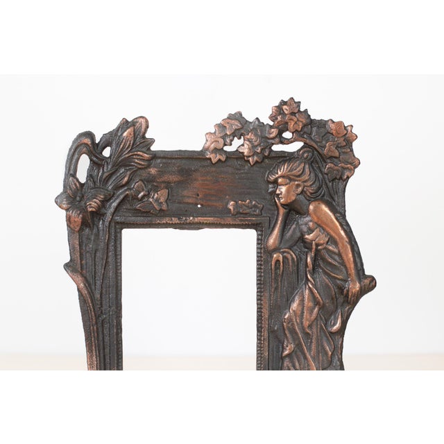 Art Nouveau Mid-Century Art Nouveau–Style Cast Iron Picture Frame For Sale - Image 3 of 11