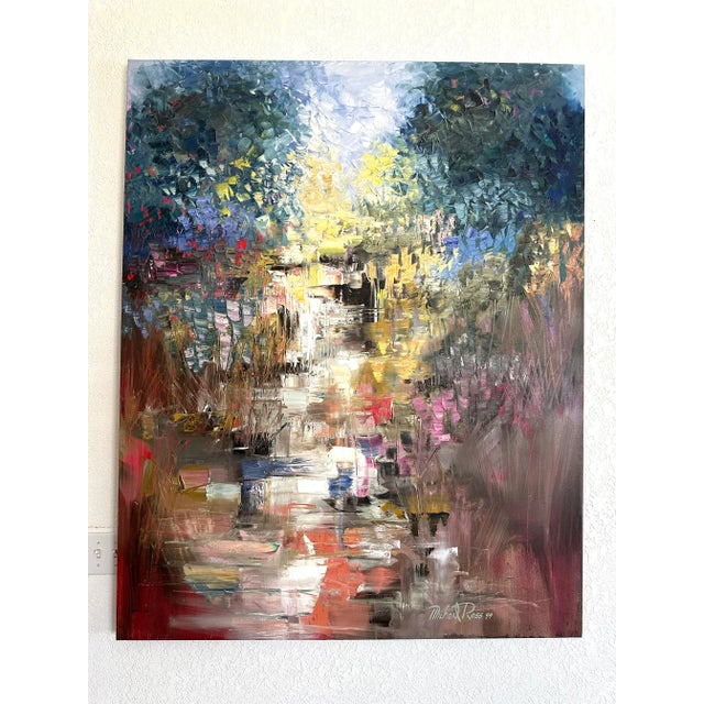 Blue Abstract Oil Painting on Canvas by Michael Ross For Sale - Image 8 of 8