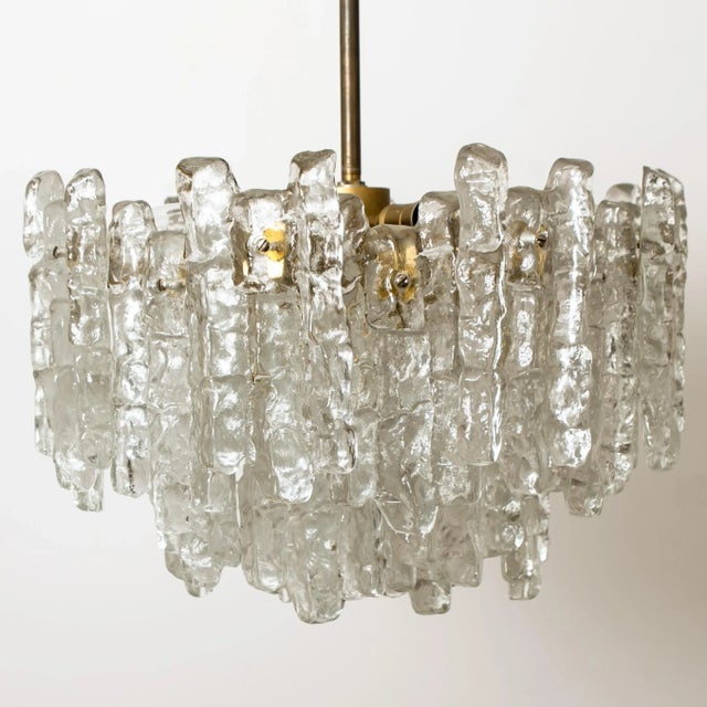 Ice Glass Light Fixtures, 2 Wall Scones and 2 Chandeliers from Kalmar, Set of 4 For Sale - Image 6 of 18