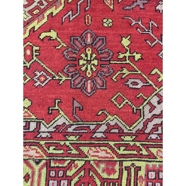 1920s Red Vibrant Field Medallion Antique European Donegal Arts & Crafts Rug For Sale - Image 4 of 6