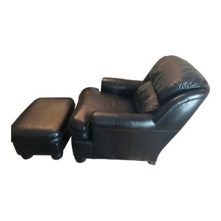 Hancock and Moore Caress Black Chair and Ottoman For Sale
