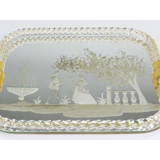 Swirl Murano Glass Mirror Serving Tray from Ercole Barovier, Venice, 1940s For Sale - Image 14 of 16