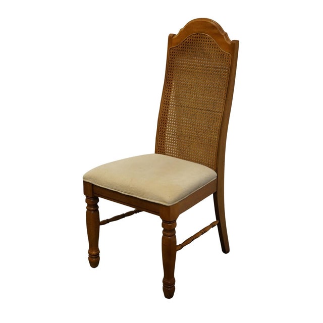 SINGER FURNITURE Solid Pecan Italian Mediterranean Style Cane Back Dining Side Chair 43" High 20" Wide 22" Deep Seat: 19"...