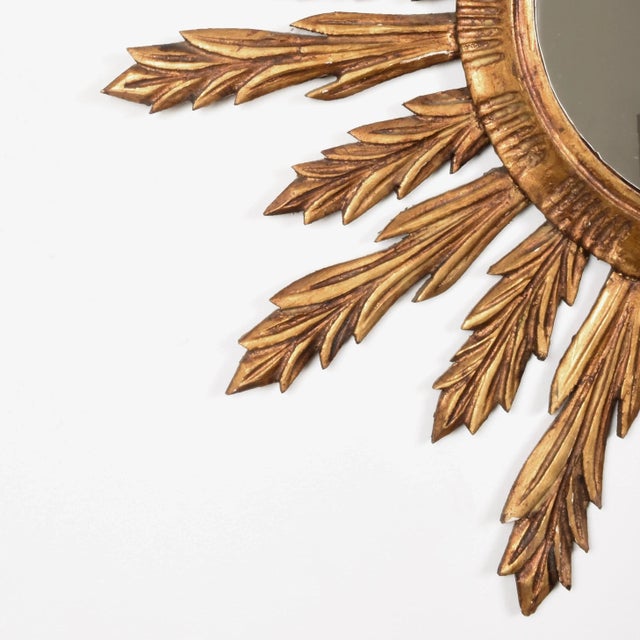 Giltwood Sunburst Wall Mirror, 1950s For Sale - Image 10 of 11