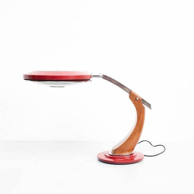 Fase Aluminum & Wood Table Lamp, 1960s For Sale - Image 3 of 18