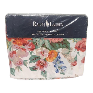 Vintage Ralph Lauren Southampton Floral Beach Multi Twin Fitted, New Old Stock