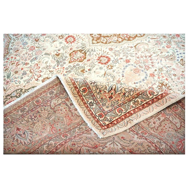 Antique Persian Tabriz Wool 10x13 Tan, Red and Ivory Handmade Area Rug #9902412 For Sale In Houston - Image 6 of 8