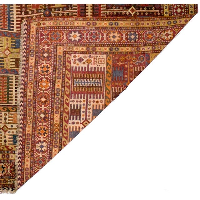 Late 19th Century Antique Persian Qashqai Wool Foundation Rug 6’0" X 7’1” For Sale - Image 5 of 6