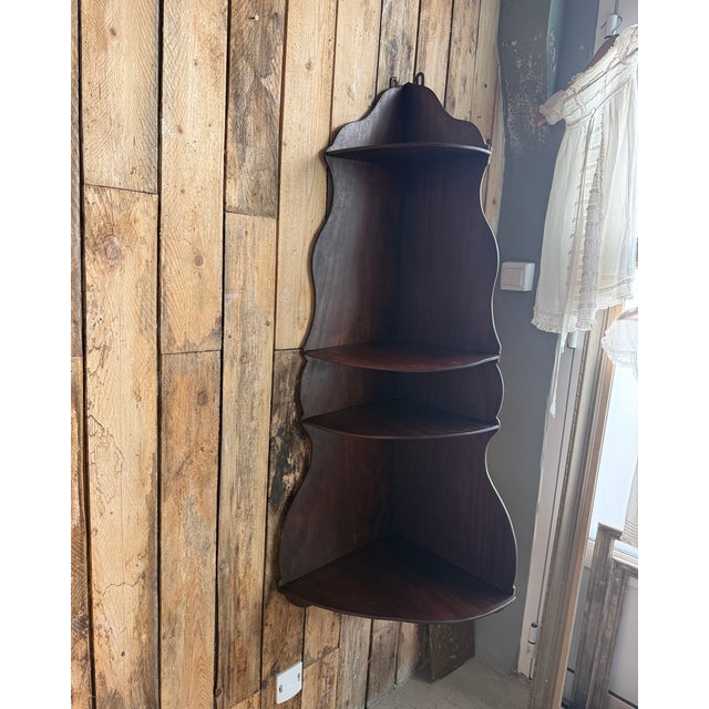 Brown Antique Corner Shelf in Wood For Sale - Image 8 of 8