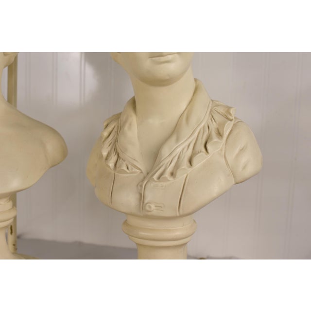 Vintage Cast Plaster Busts Louise & Alexandre Brongniart Lamps Reproductions - a Pair For Sale - Image 9 of 12
