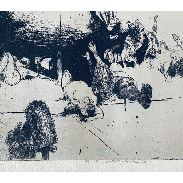 American Robert A. Birmelin, Fallen Figures. Standing Dog, American Modernist Abstract Etching For Sale - Image 3 of 6