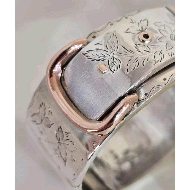 Antique Victorian Sterling Silver Aesthetic Belt Buckle Bangle, 1885 For Sale - Image 12 of 18