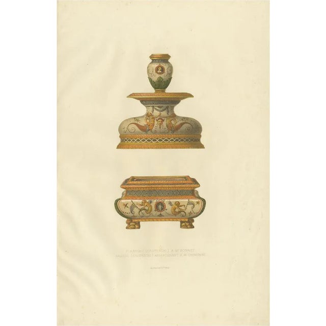 Delange, Illustration of a Flambeau and Salière, 1869, Print For Sale