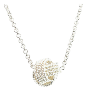 1990s Tiffany & Co Estate Love Knot Necklace 17" Silver