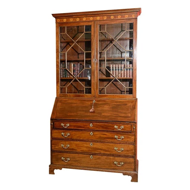 19th Century English Mahogany Sheraton Period Secretary/Bookcase For Sale - Image 9 of 9