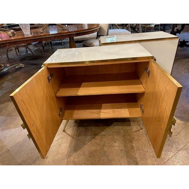 Pair of Modern White Murano Glass and Brass Bedside Tables For Sale - Image 4 of 4